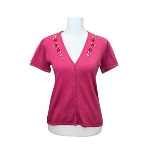 Vtg Liz Clairbone Cardigan Embroidered Cottagecore Feminine Romantic Whimsical
